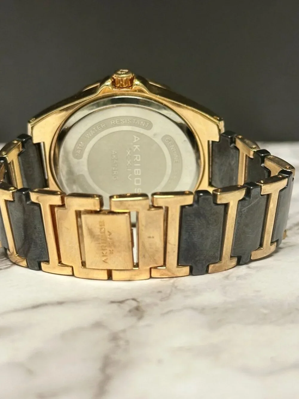 Akribos XXIV Watch Women Rose Gold Tone Black AK514RG New Battery 6.75